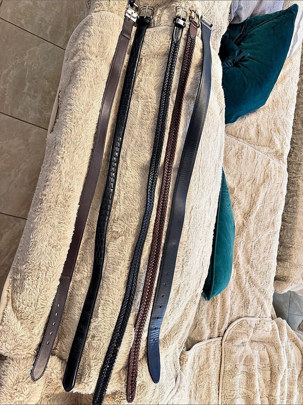 LOT Nautica Dickies men’s Leather Belts Black & Brown braided Like new size 32